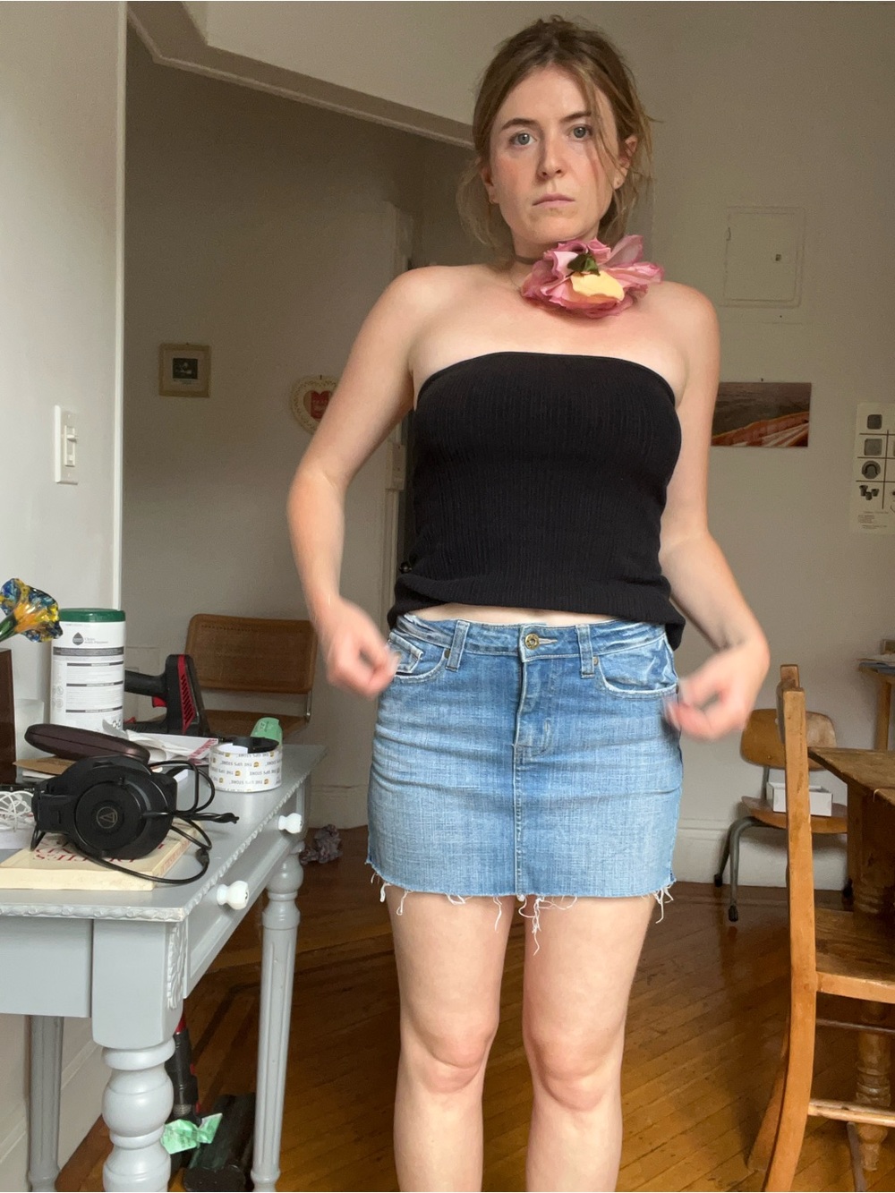 Denim mini skirt